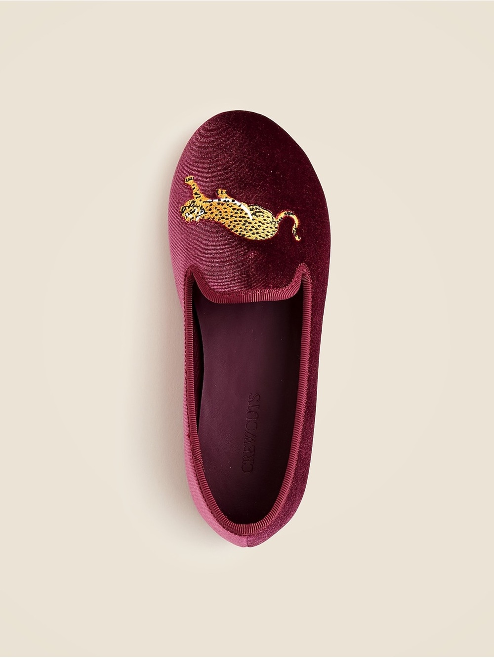 J. Crew Burgundy Velvet Leopard Appliqué Slip-On Flats NEVER WORN NWOT